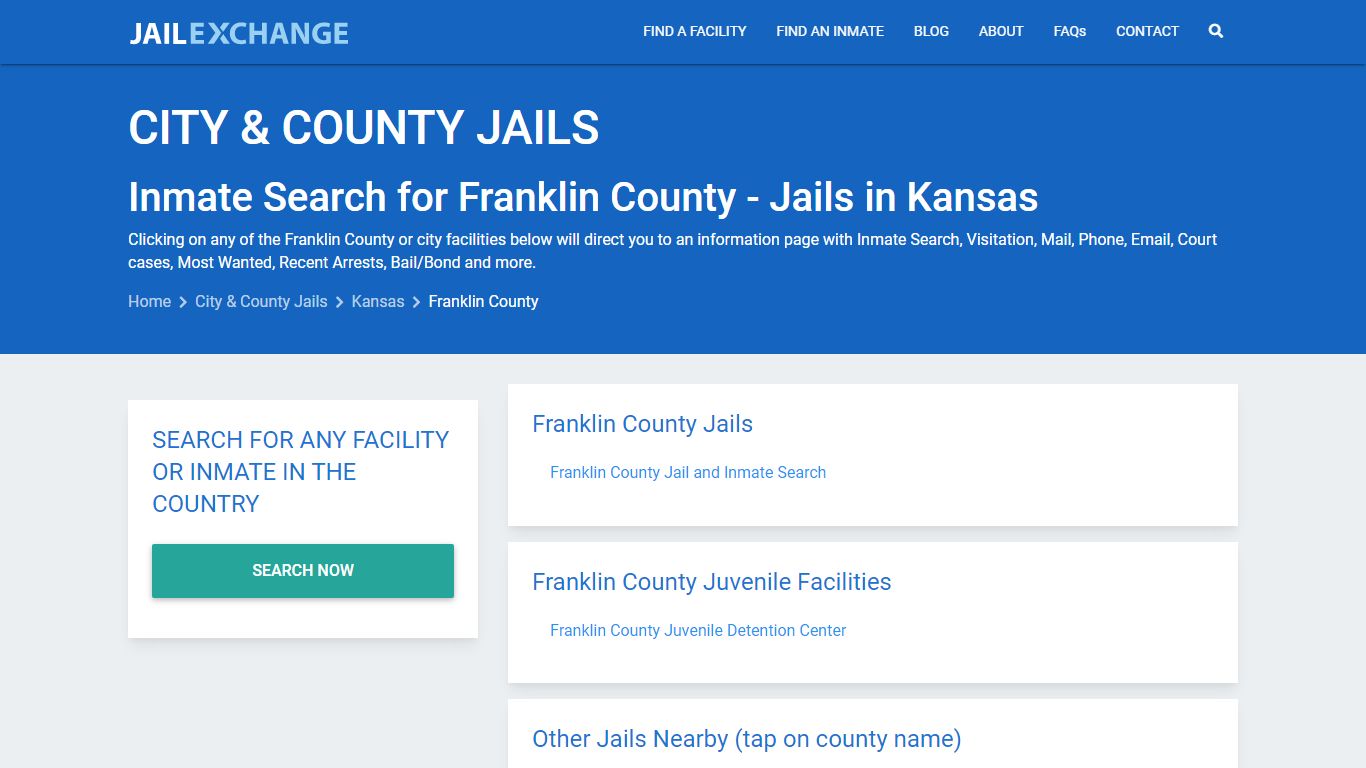 Inmate Search for Franklin County | Jails in Kansas - Jail Exchange
