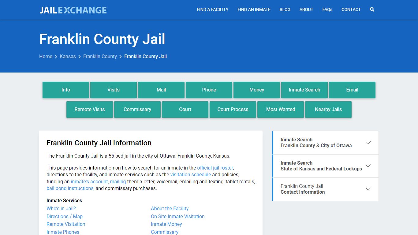 Franklin County Jail, KS Inmate Search, Information